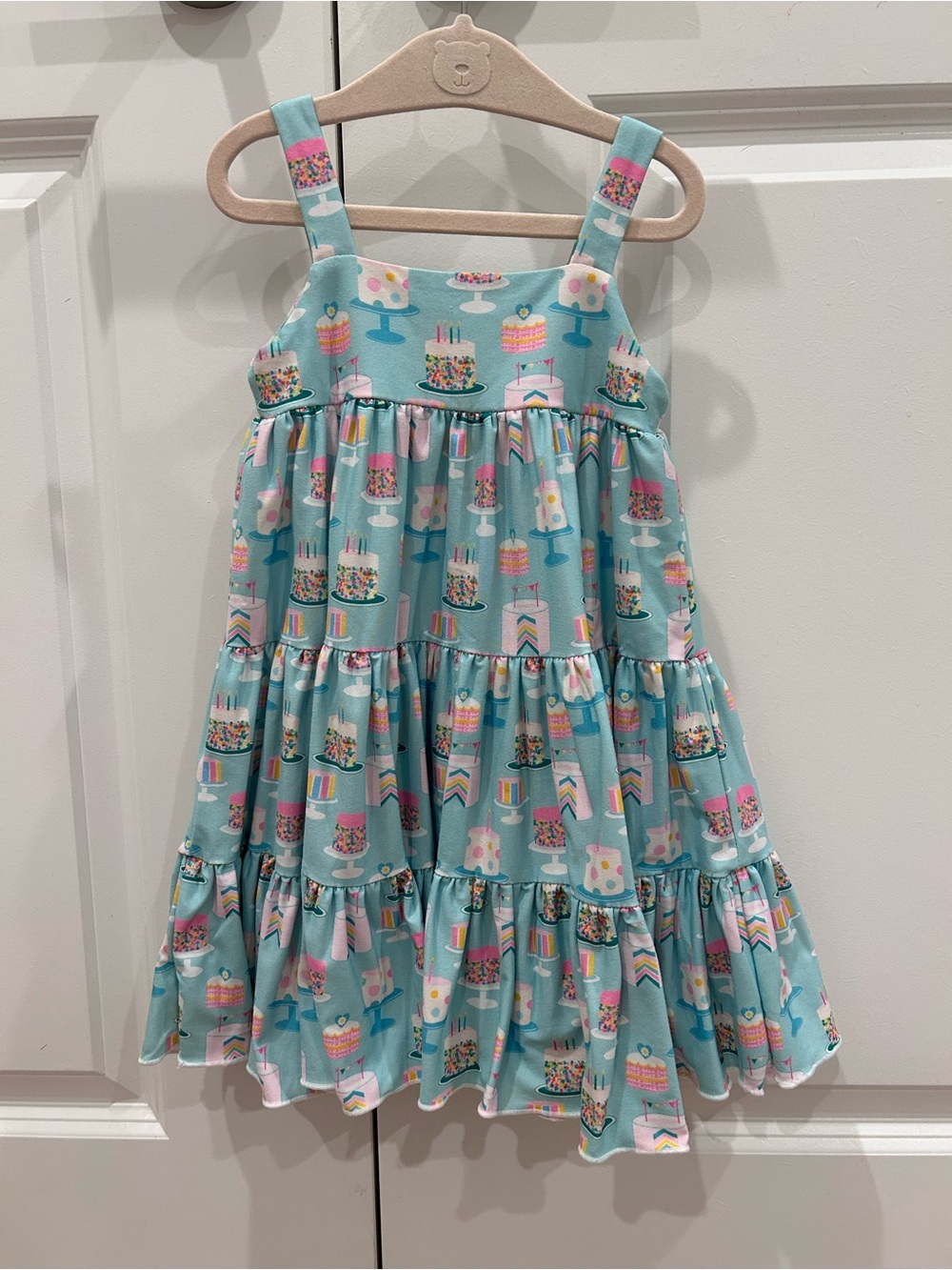 Girls' Aqua Birthday Cake-Print Sundress